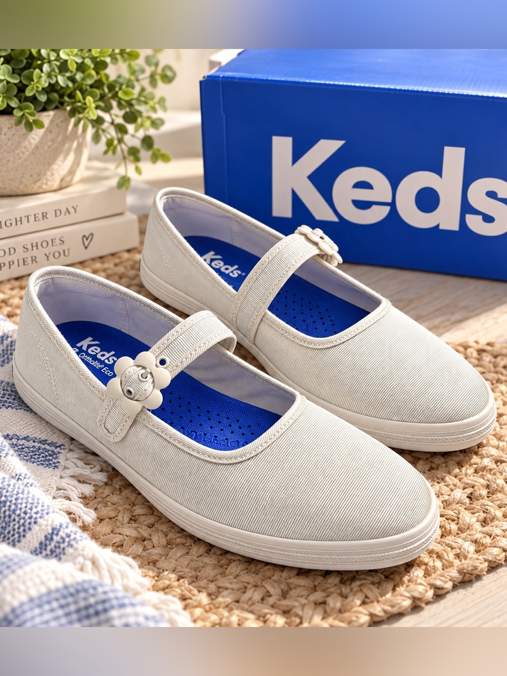 Keds Maisie Mary Jane Grosgrain White Sneakers Size 9 NIB
